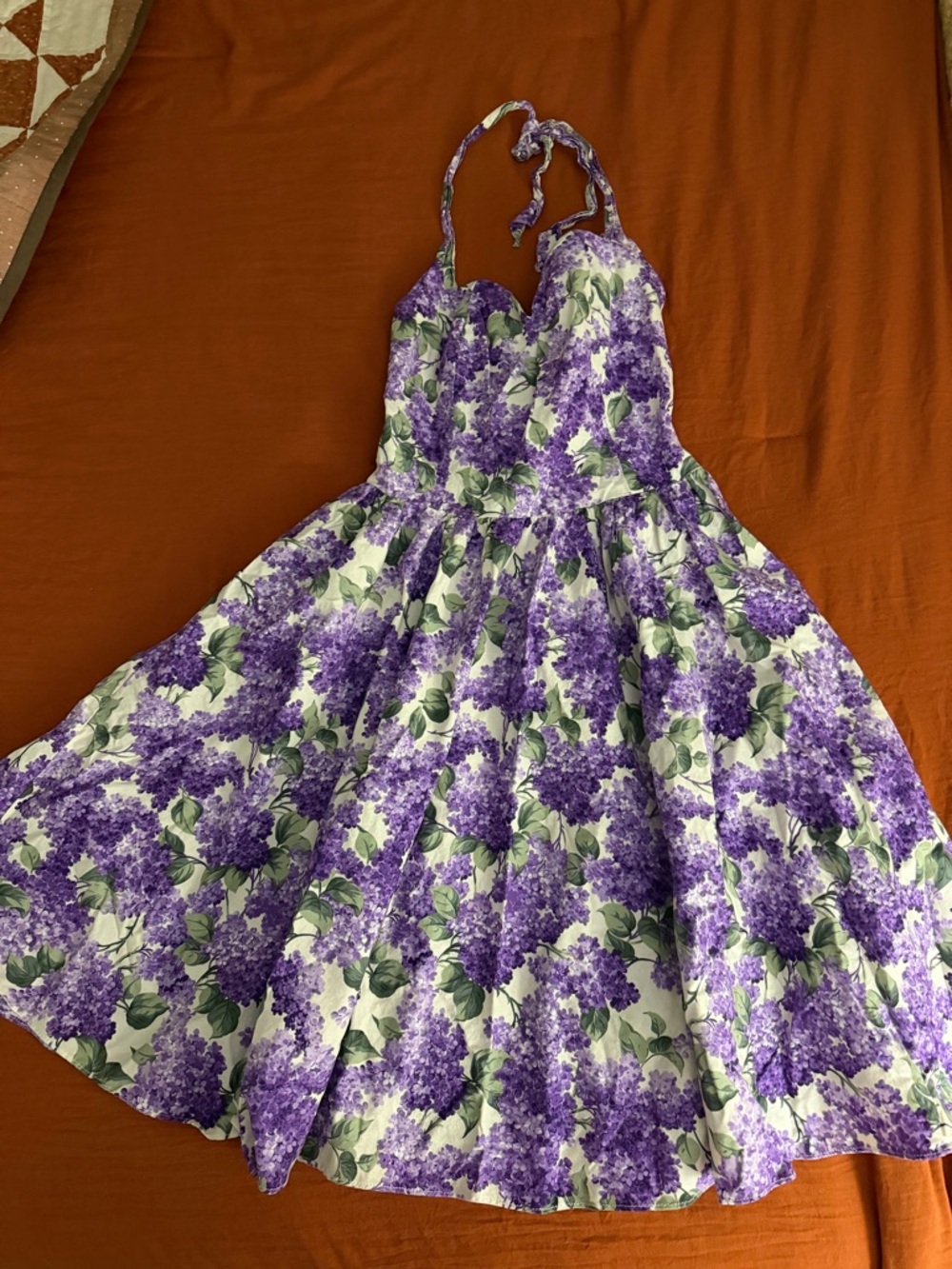 Bernie Dexter Purple Floral Halter Midi Dress - Picture 5 of 6